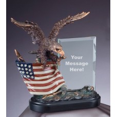 Eagle Awards - Bronze Eagle with Flag and Glass 10"