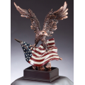 Eagle Awards - Bronze Eagle Perched on Flag 12.5"
