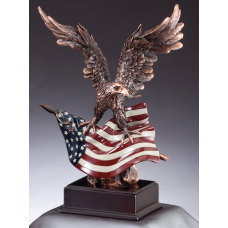 Eagle Awards - Bronze Eagle Perched on Flag 12.5"