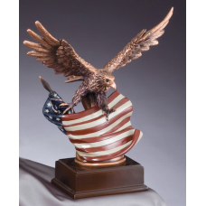 Eagle Awards - Bronze Eagle in Flight with Flag 12"