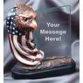 Eagle Awards - Bronze Eagle Flag Head with Glass 7.5"