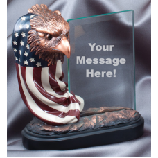 Eagle Awards - Bronze Eagle Flag Head with Glass 7.5"