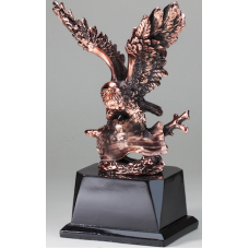 Eagle Awards - Bronze Perched Eagle with Flag 10.5"