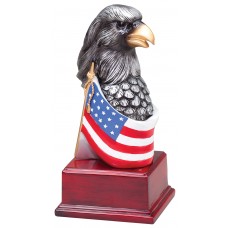 Eagle Awards - #Silver Eagle Head with Flag 7.25"